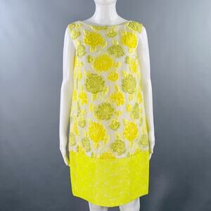GIAMBATTISTA VALLI Size S Yellow Beige Polyester Blend Floral Sleeveless Dress